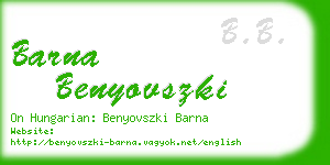 barna benyovszki business card